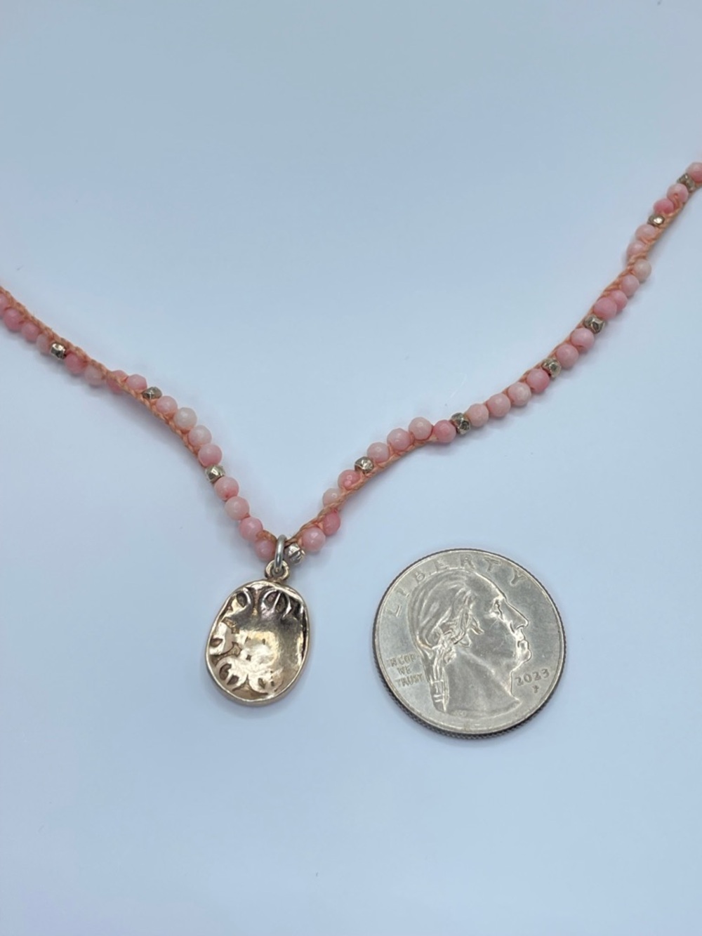 Chan Luu Pink Opal Beaded Necklace 925 Silver Dainty Boho Cord Minimalist - Picture 3 of 12